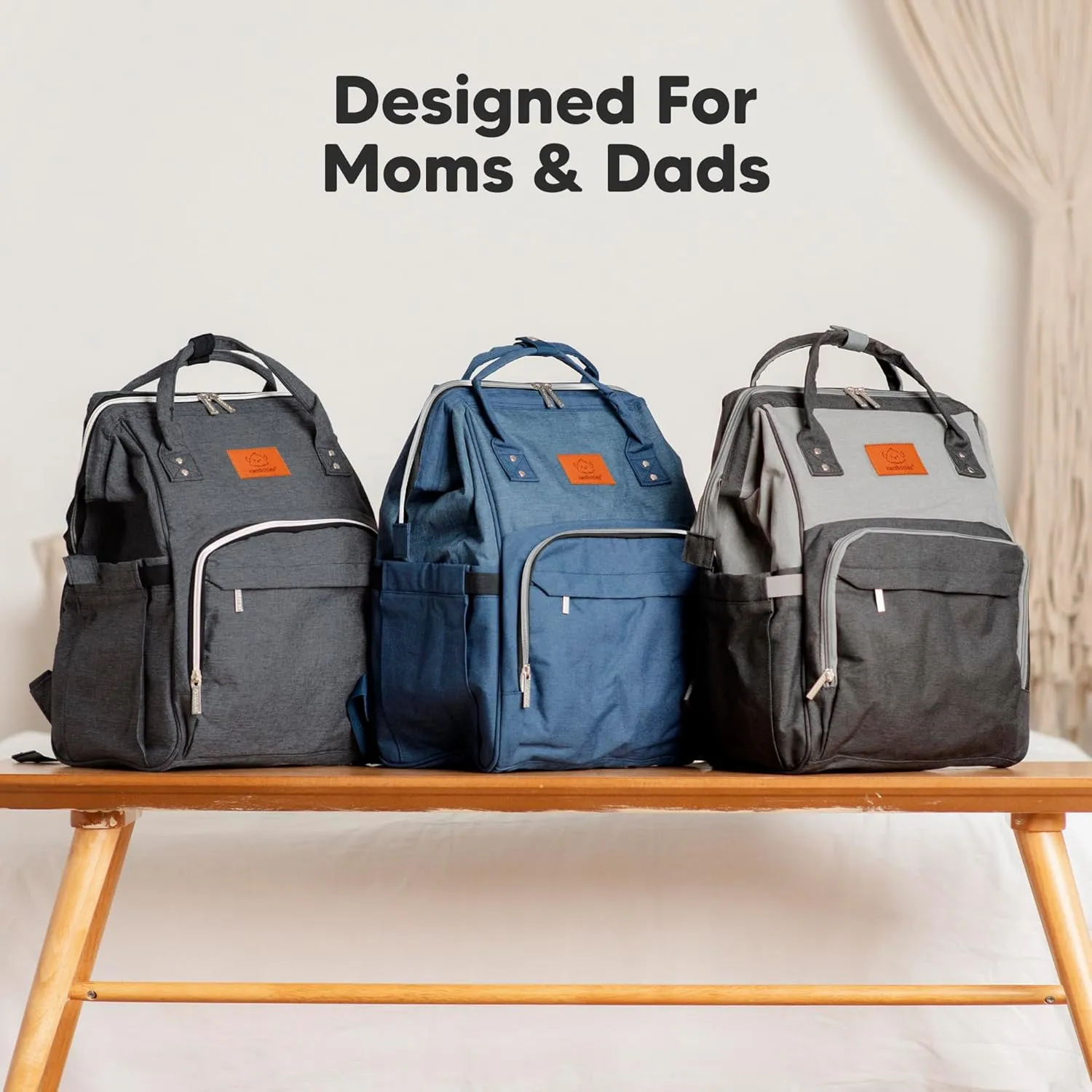 KeaBabies Baby Diaper Bag Backpack - Large Baby Bag for Boys, Girls, Waterproof Multi Function Travel Diaper Backpack with Changing Pad, Durable Travel Essentials for Moms and Dads (Trendy Black)