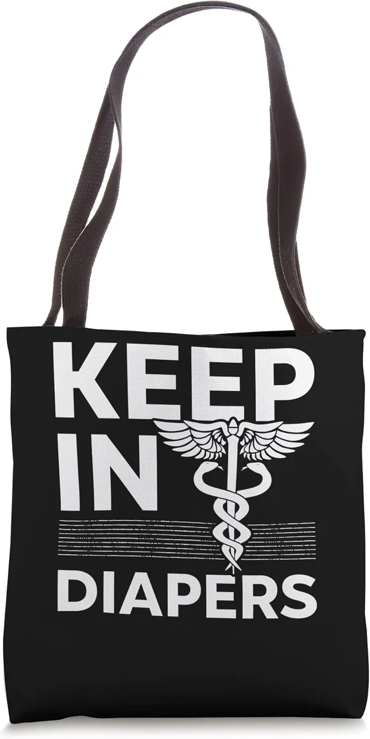 Keep in Diapers design with Medical Symbol alert Tote Bag
