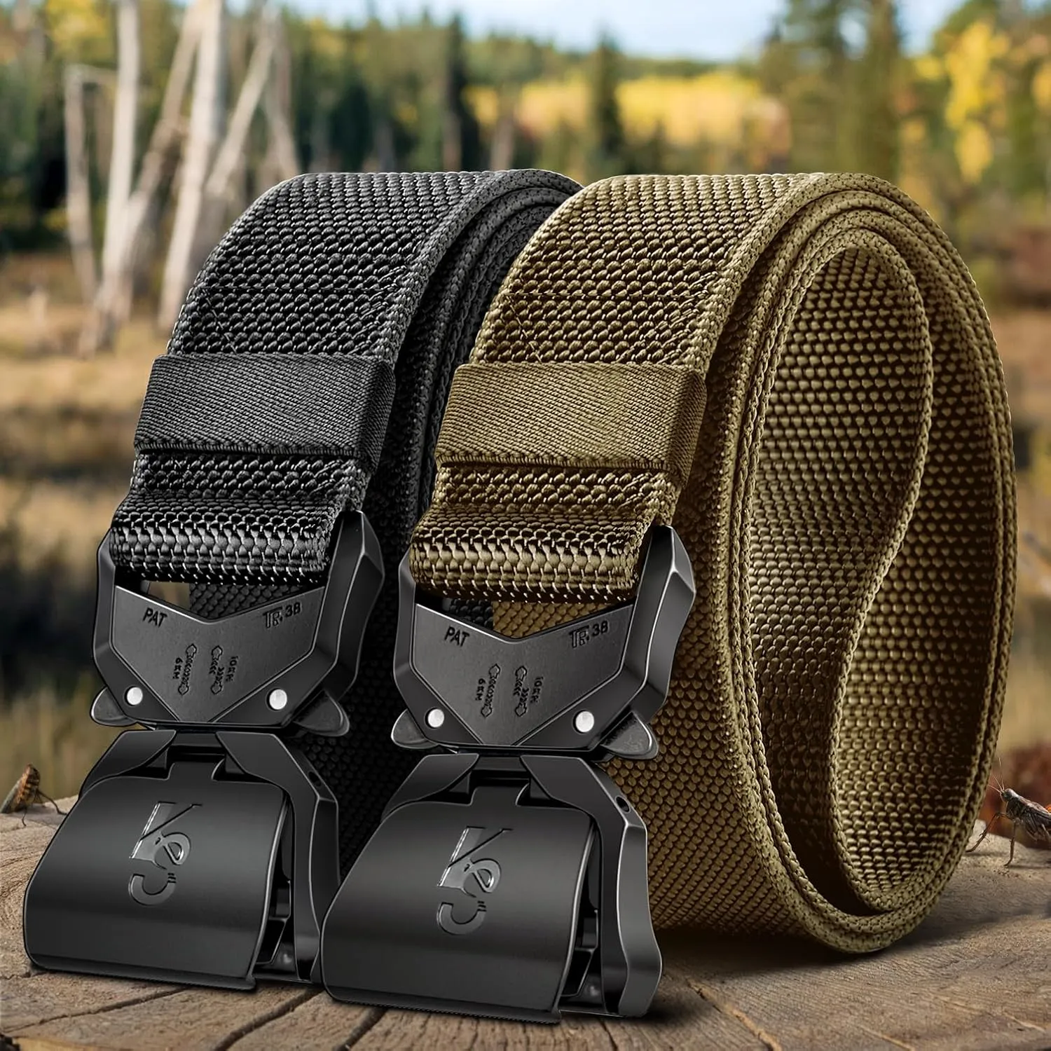 KEMISANT Men Tactical Belt,Stretch Nylon Belt Adjustable for Rigger Military Heavy Duty Work 1.5"-Quick Release