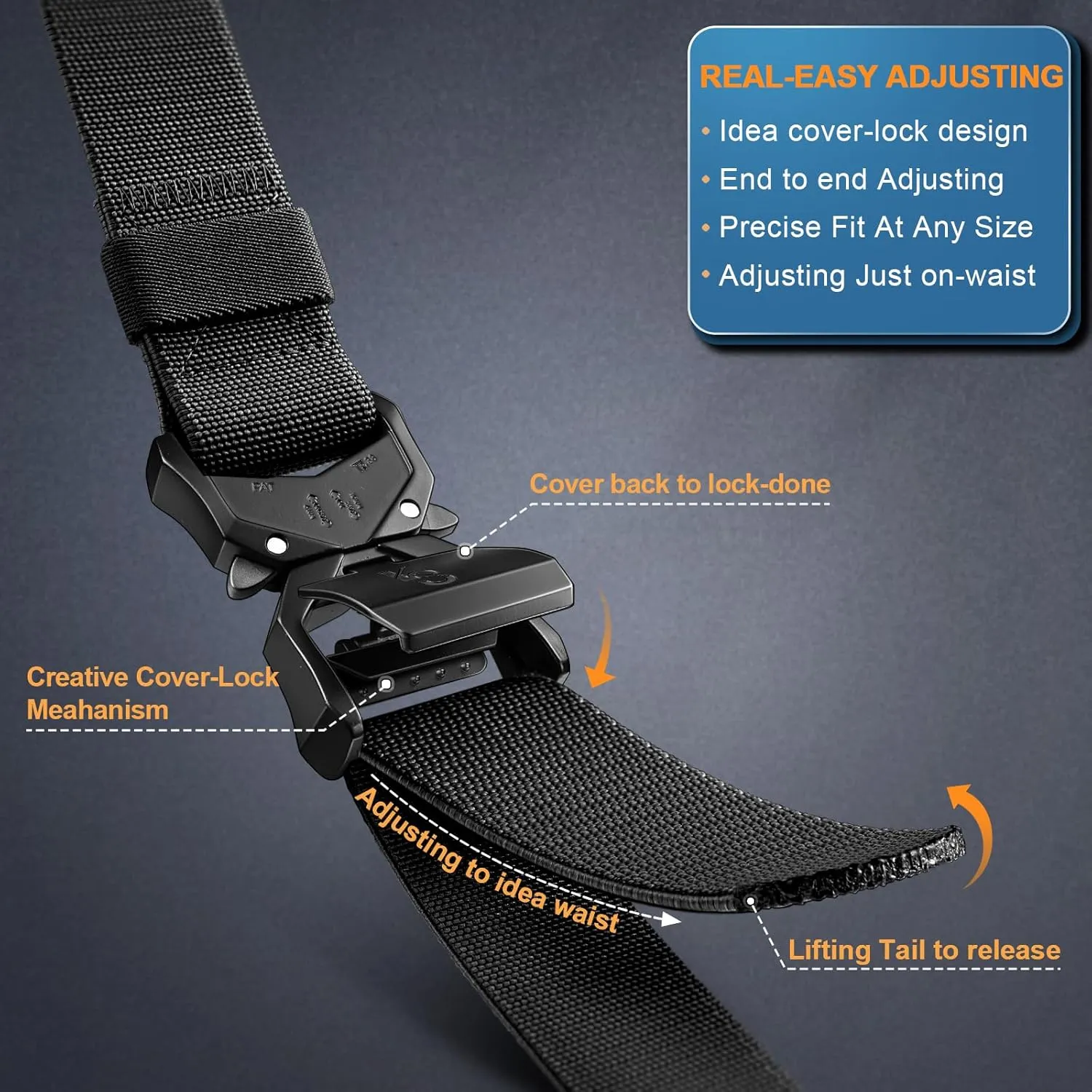 KEMISANT Men Tactical Belt,Stretch Nylon Belt Adjustable for Rigger Military Heavy Duty Work 1.5"-Quick Release