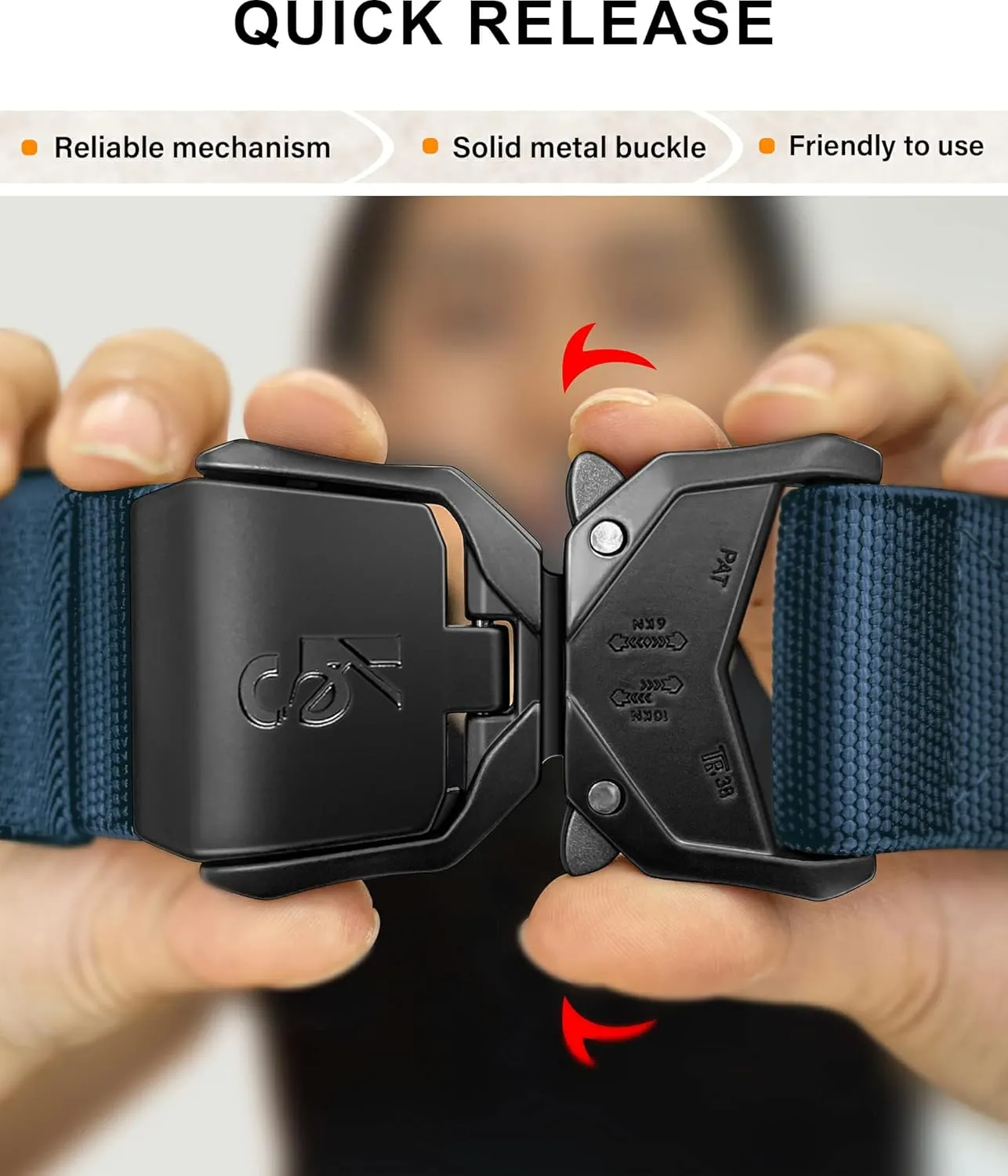 KEMISANT Mens Tactical Belt 2Pack, Stretch Military Rigger Work Belt for Heavy Duty 1.5" Nylon Web Easy Replacing Design