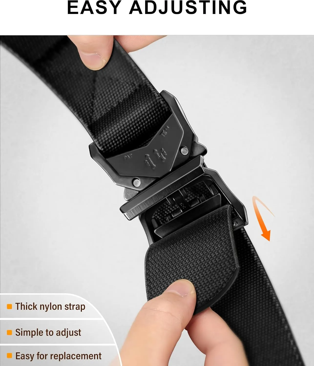 KEMISANT Mens Tactical Belt 2Pack, Stretch Military Rigger Work Belt for Heavy Duty 1.5" Nylon Web Easy Replacing Design