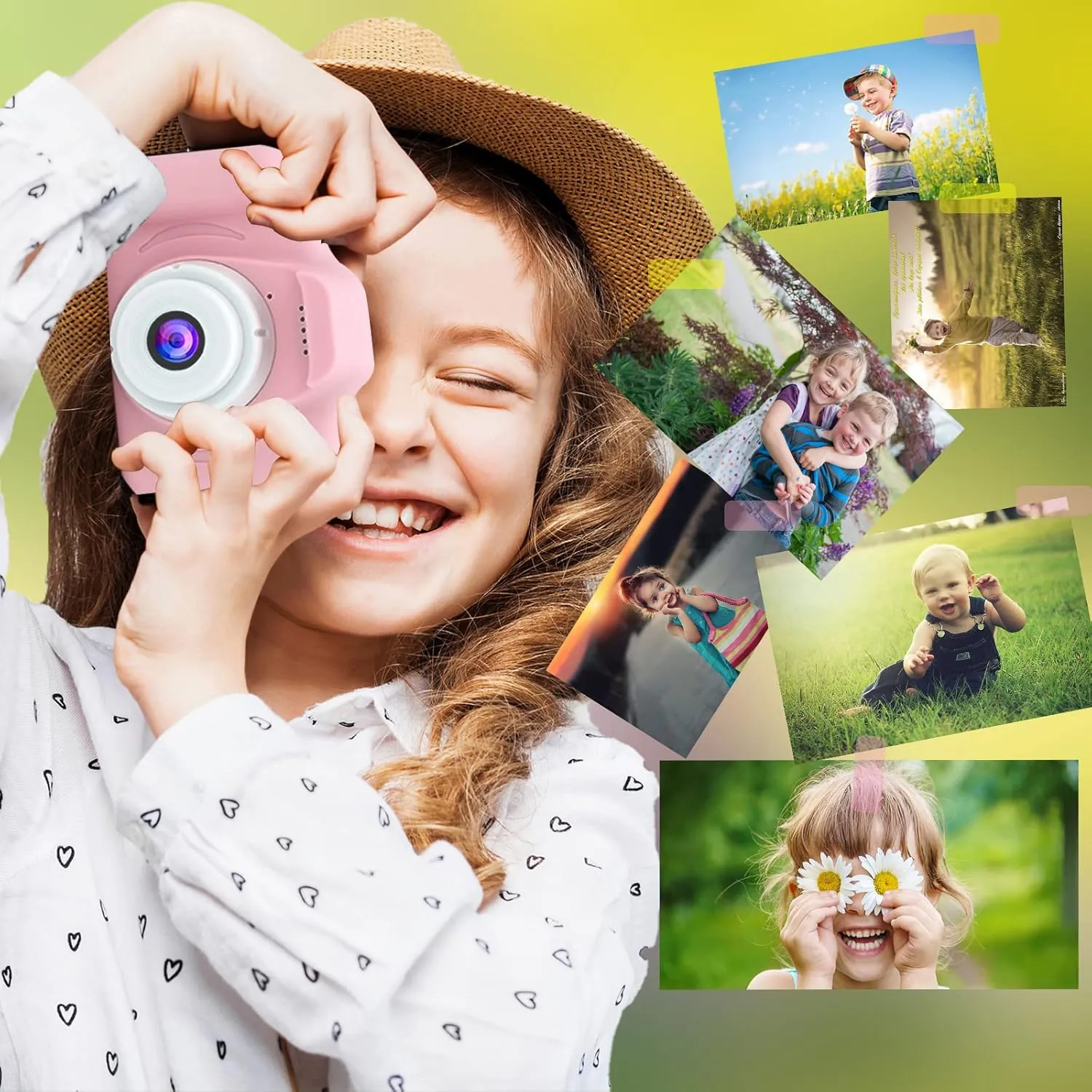 Kids Camera, Children Digital Rechargeable Cameras Toddler Educational Toys, Mini Children Video Record Camera with 1080P HD 2 Inch Screen & 32GB SD Card for Birthday (Pale Pink)…