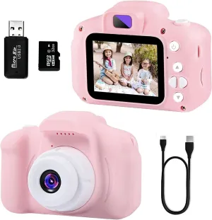 Kids Camera, Children Digital Rechargeable Cameras Toddler Educational Toys, Mini Children Video Record Camera with 1080P HD 2 Inch Screen & 32GB SD Card for Birthday (Pale Pink)…