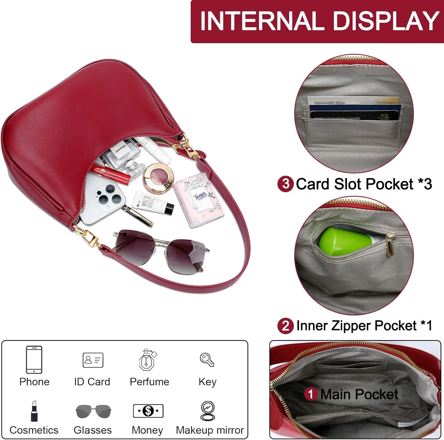 KKXIU Shoulder Bag for Women Cute Hobo Purses and Handbags Retro Clutch Underarm Purse