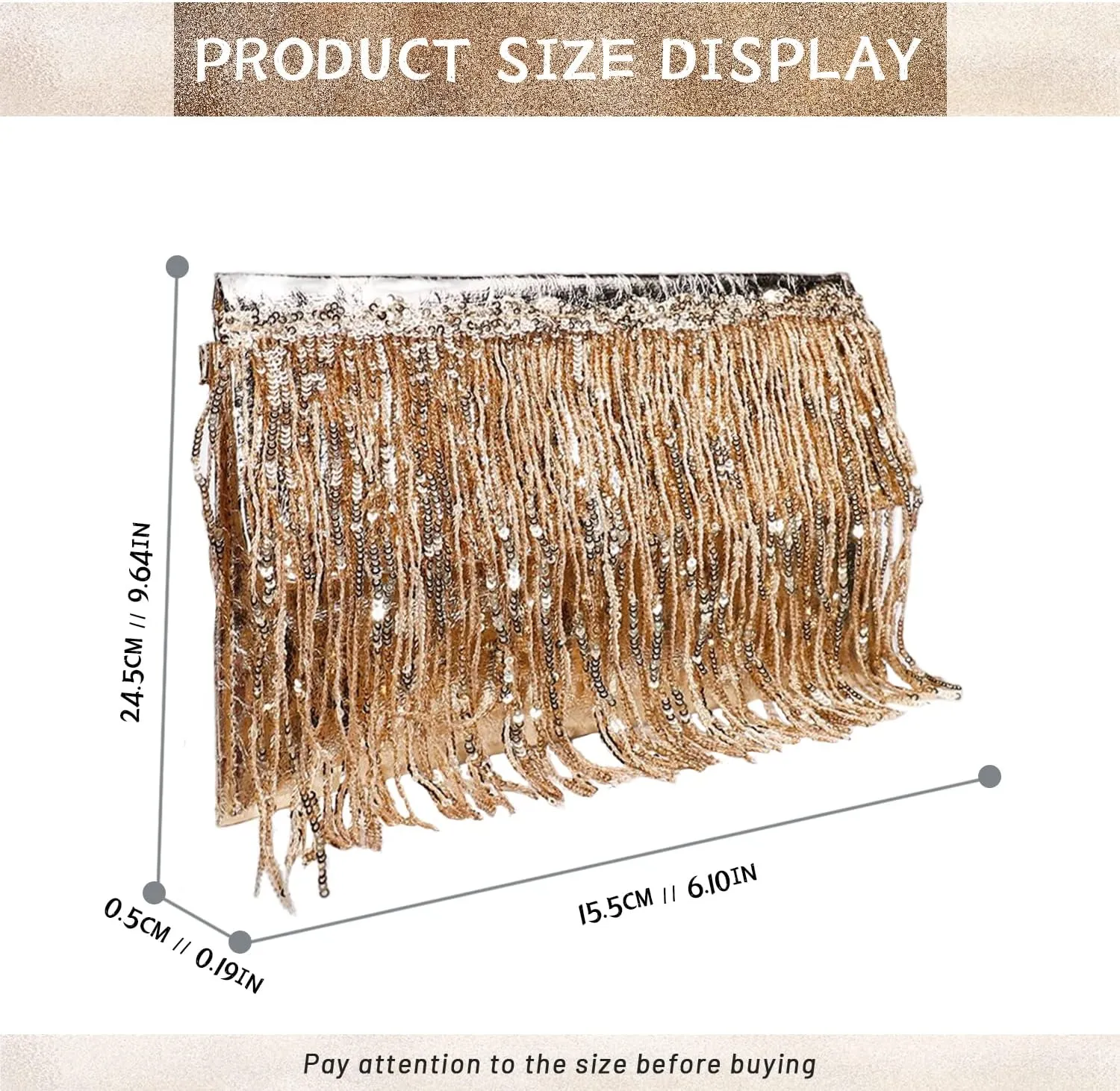 KUANG! Women Sparkling Glitter Evening Clutch Handbag Clutch Bag Sequin Tassels Purse Handbags for Party