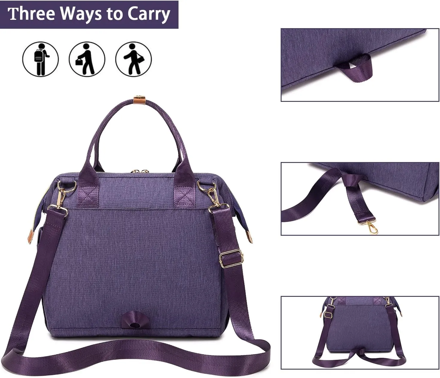 KYALOU Small Diaper Bag, Mini Baby Backpack for Mom, Multi-function Waterproof Travel Tote (Purple)