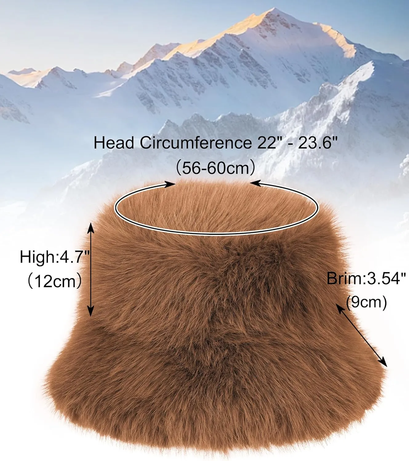 LA CARRIE Women's Fuzzy Wide Brim Faux Fur Bucket Hat Winter Warmer Fisherman Cap