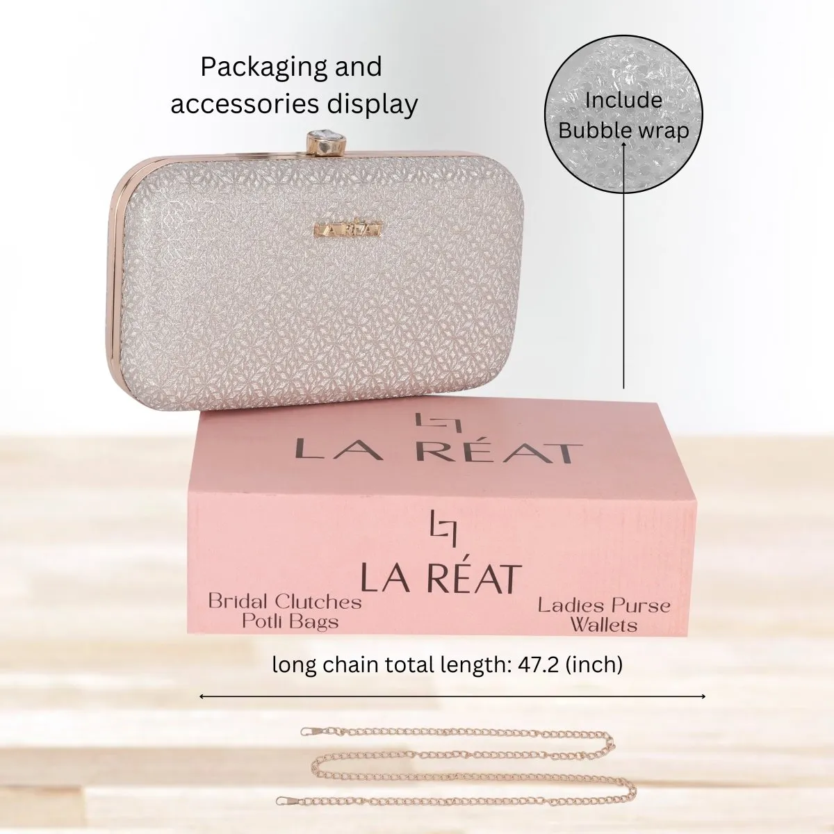 La Reat Floral Women's Oval Box Clutch Purse in Silver