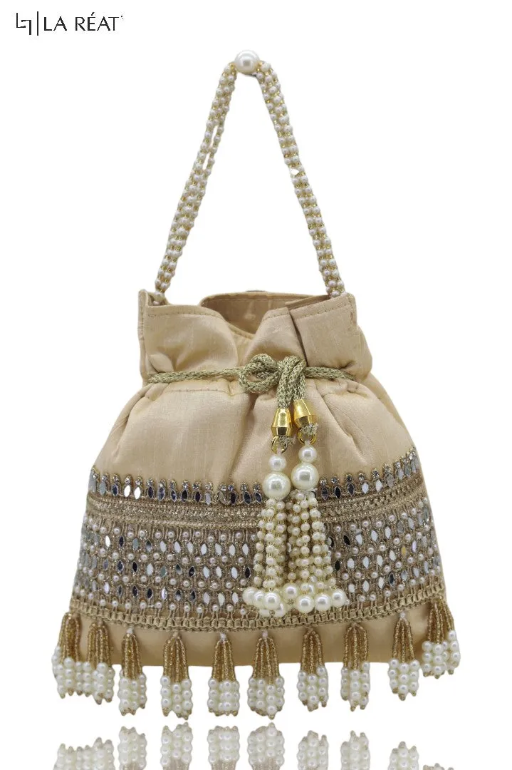 La Reat's Syna Spark  Women's Bridal Fancy Party Hand Embroidery Potli Bags, Ladies Purse Wallets, Evening Clutches, Handbags.