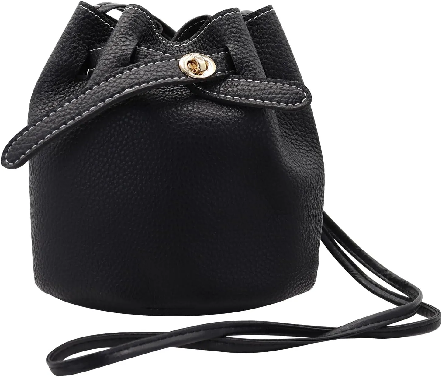 Ladies Bucket Bags,Small Bucket Purses Leather Crossbody Purse Adjustable Shoulder Strap Shrinking Bucket Bag