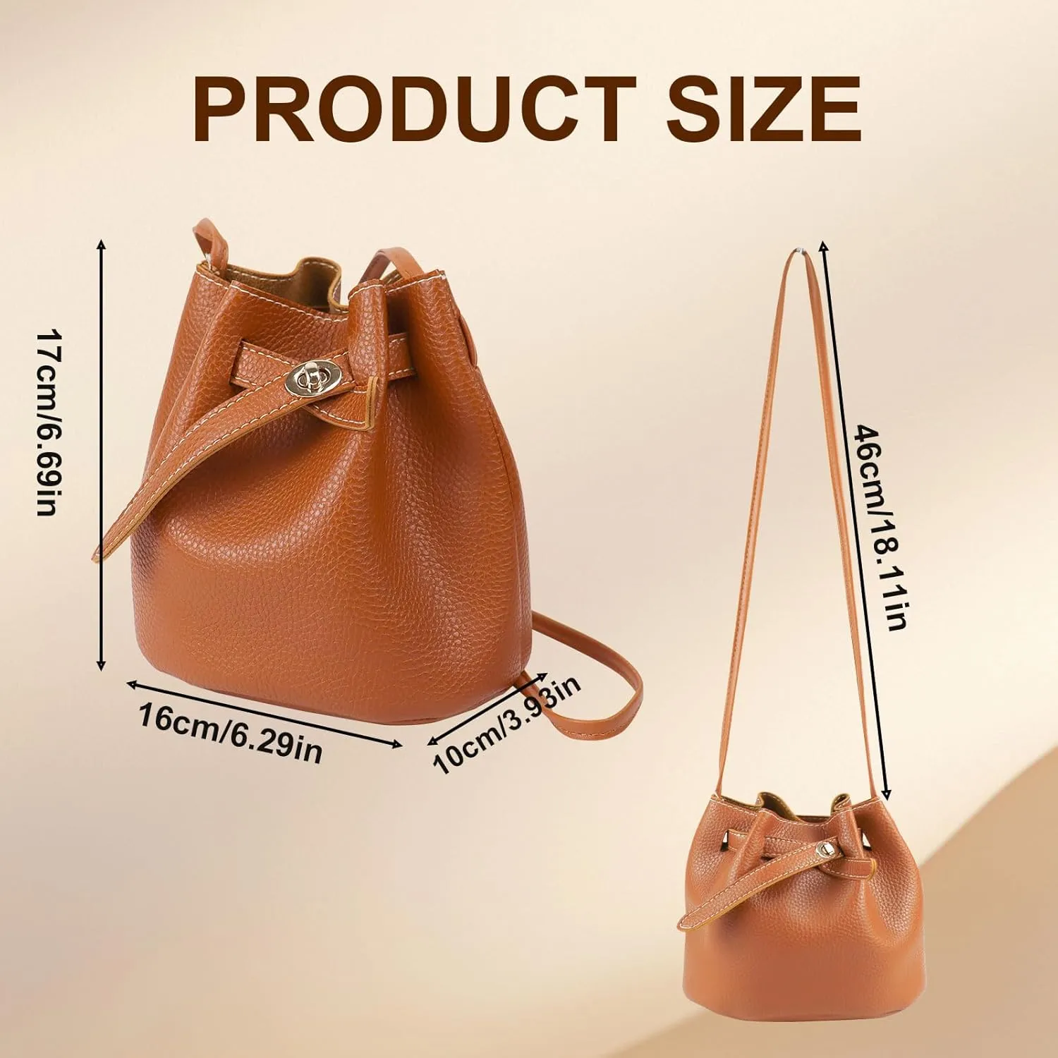 Ladies Bucket Bags,Small Bucket Purses Leather Crossbody Purse Adjustable Shoulder Strap Shrinking Bucket Bag