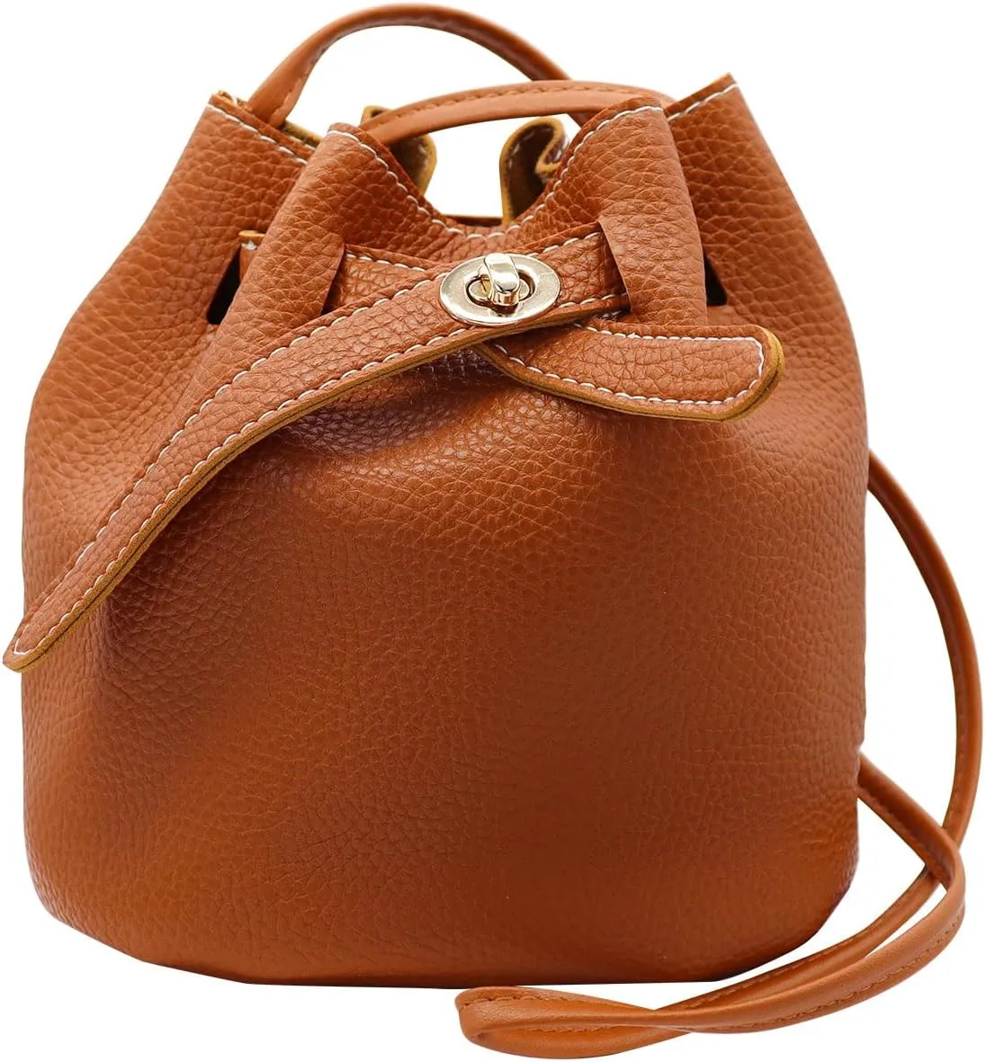 Ladies Bucket Bags,Small Bucket Purses Leather Crossbody Purse Adjustable Shoulder Strap Shrinking Bucket Bag