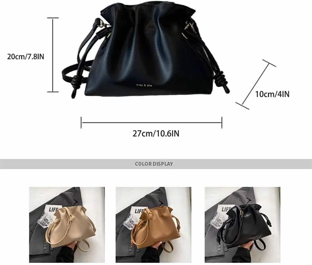 Ladies' Fashionable Minimalist Drawstring Bucket Bag - Stylish and Versatile Handbag for Women