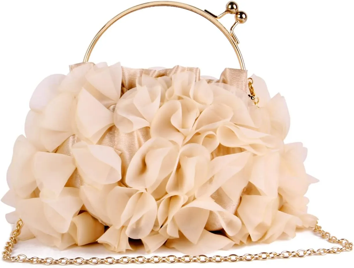 Lanpet Women Floral Clutch Purses Satin Flower Evening Bag Party Prom Handbags