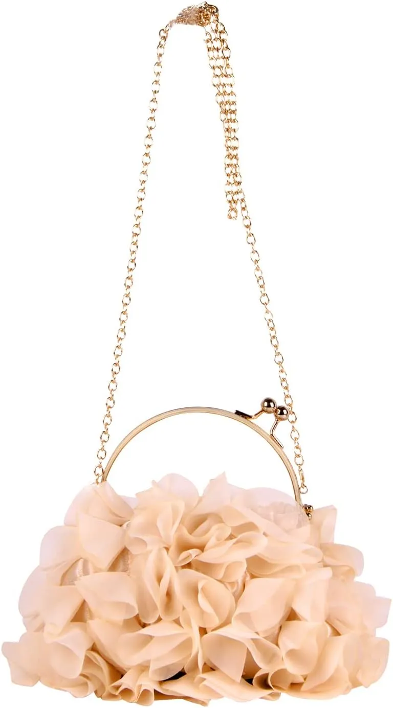 Lanpet Women Floral Clutch Purses Satin Flower Evening Bag Party Prom Handbags
