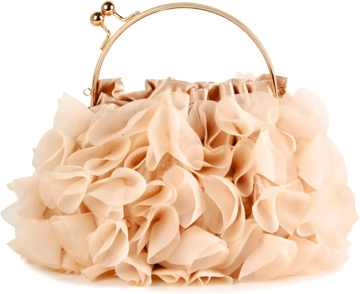Lanpet Women Floral Clutch Purses Satin Flower Evening Bag Party Prom Handbags