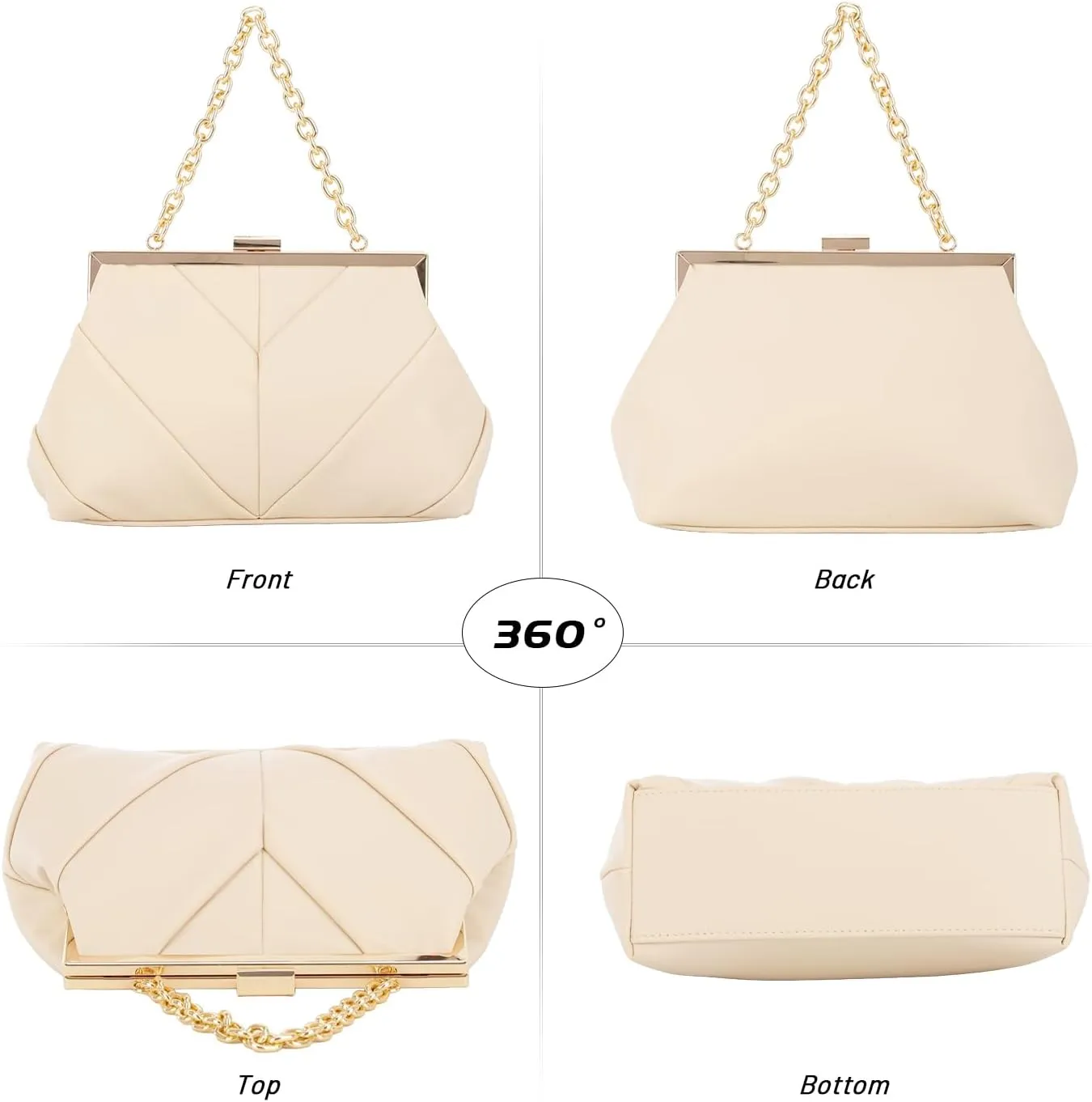 Lanpet Women PU Leather Evening Handbags, Vintage Clutch Purse Chain Strap Shoulder Bag