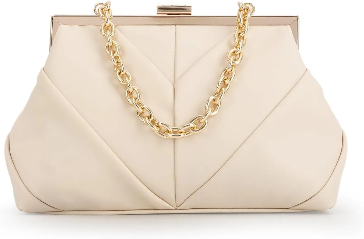 Lanpet Women PU Leather Evening Handbags, Vintage Clutch Purse Chain Strap Shoulder Bag