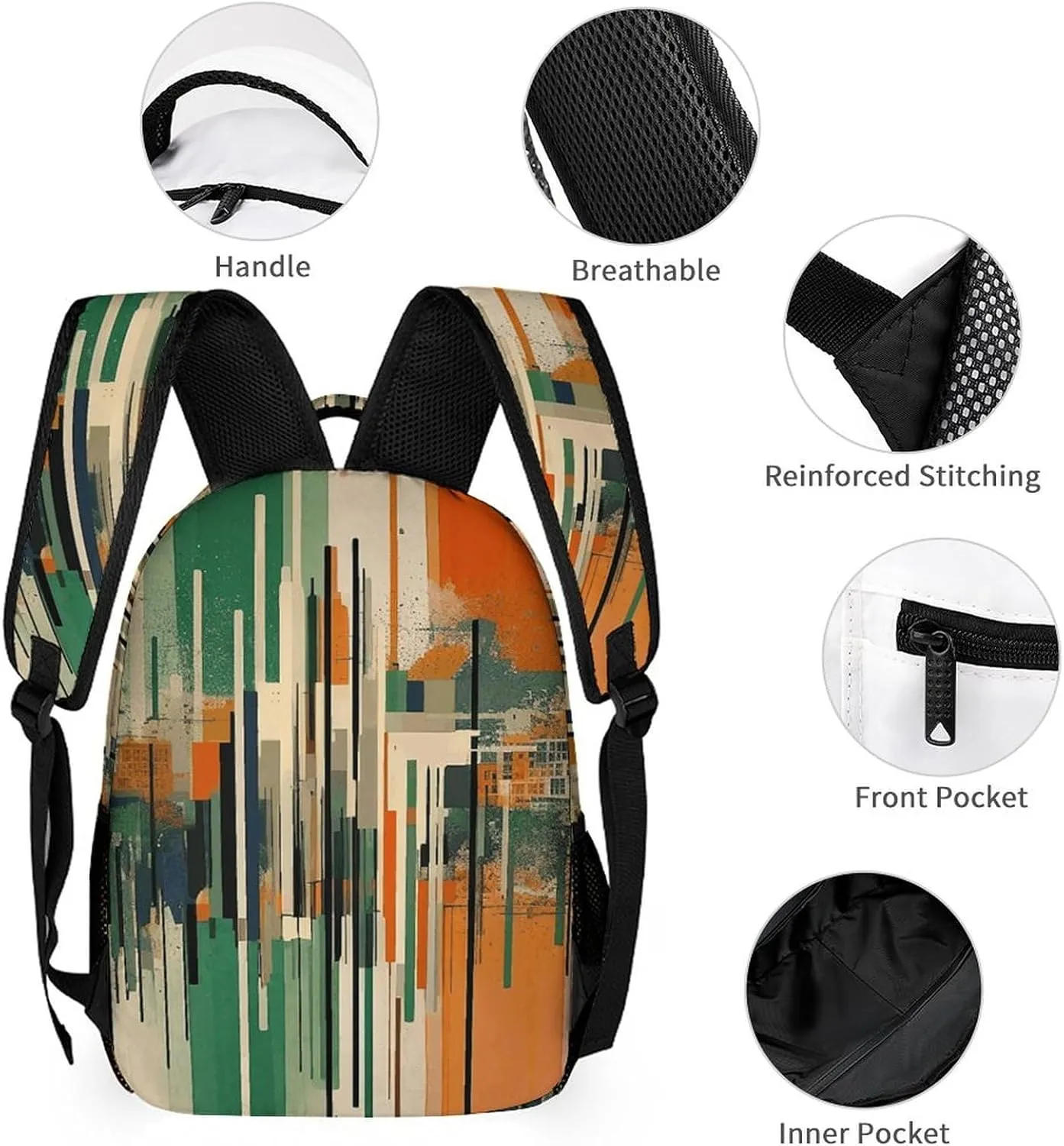 Laptop Backpack for Travel Daypack Computer Bag Work Complex Patterns Back Pack Nurse Bag for Hiking
