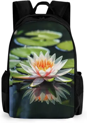 Laptop Backpack for Women Men Daypack Water Lily Backpacks Computer Bag Travel Laptop Bag Casual Work Bag