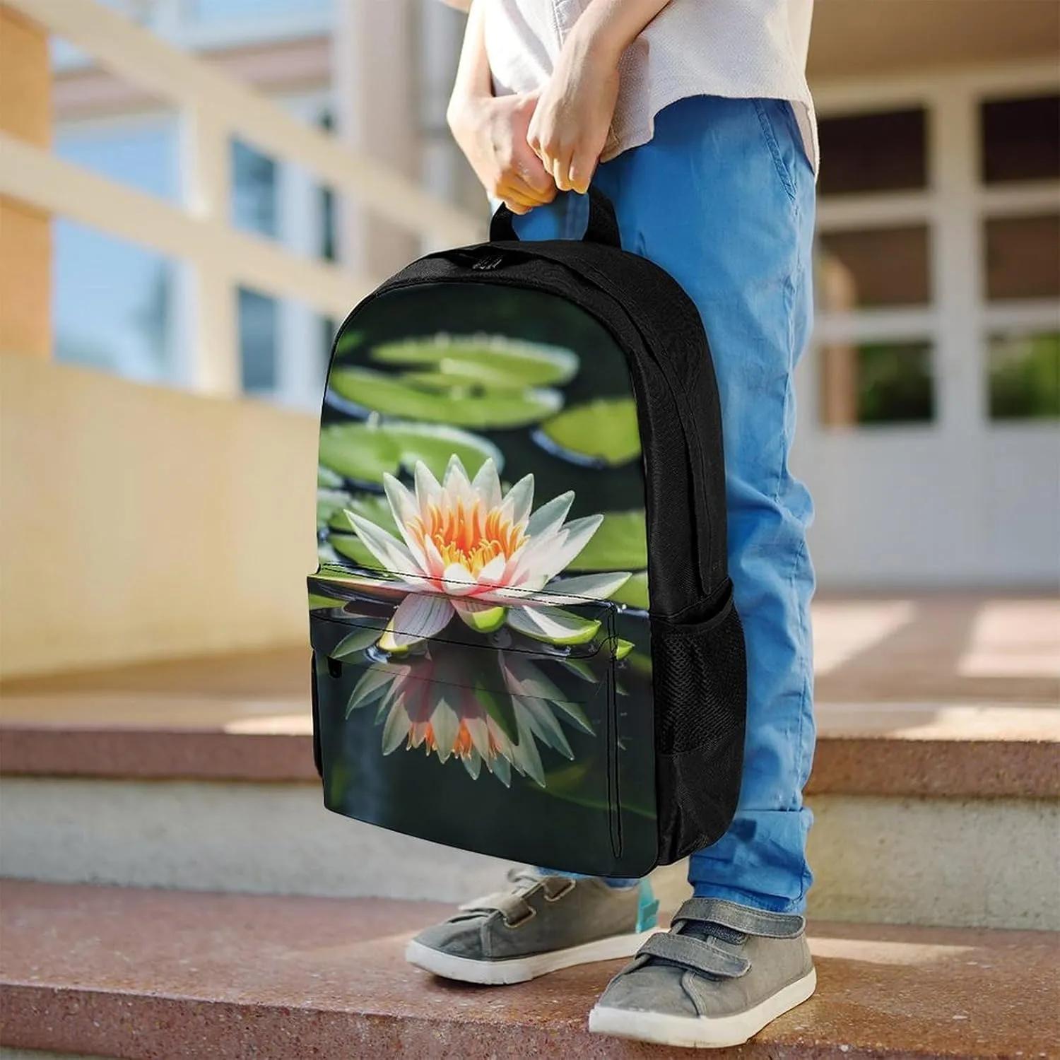 Laptop Backpack for Women Men Daypack Water Lily Backpacks Computer Bag Travel Laptop Bag Casual Work Bag