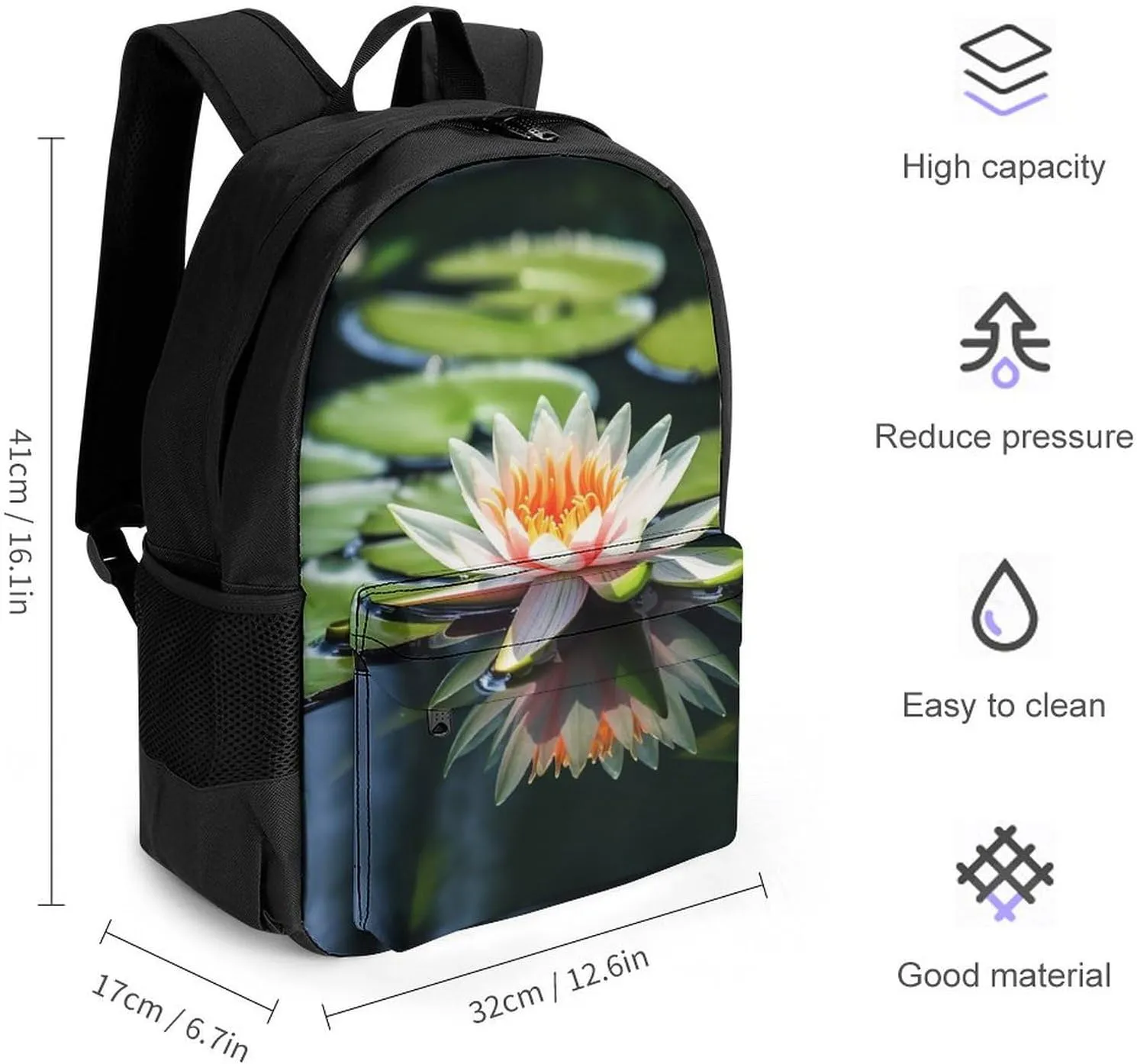 Laptop Backpack for Women Men Daypack Water Lily Backpacks Computer Bag Travel Laptop Bag Casual Work Bag