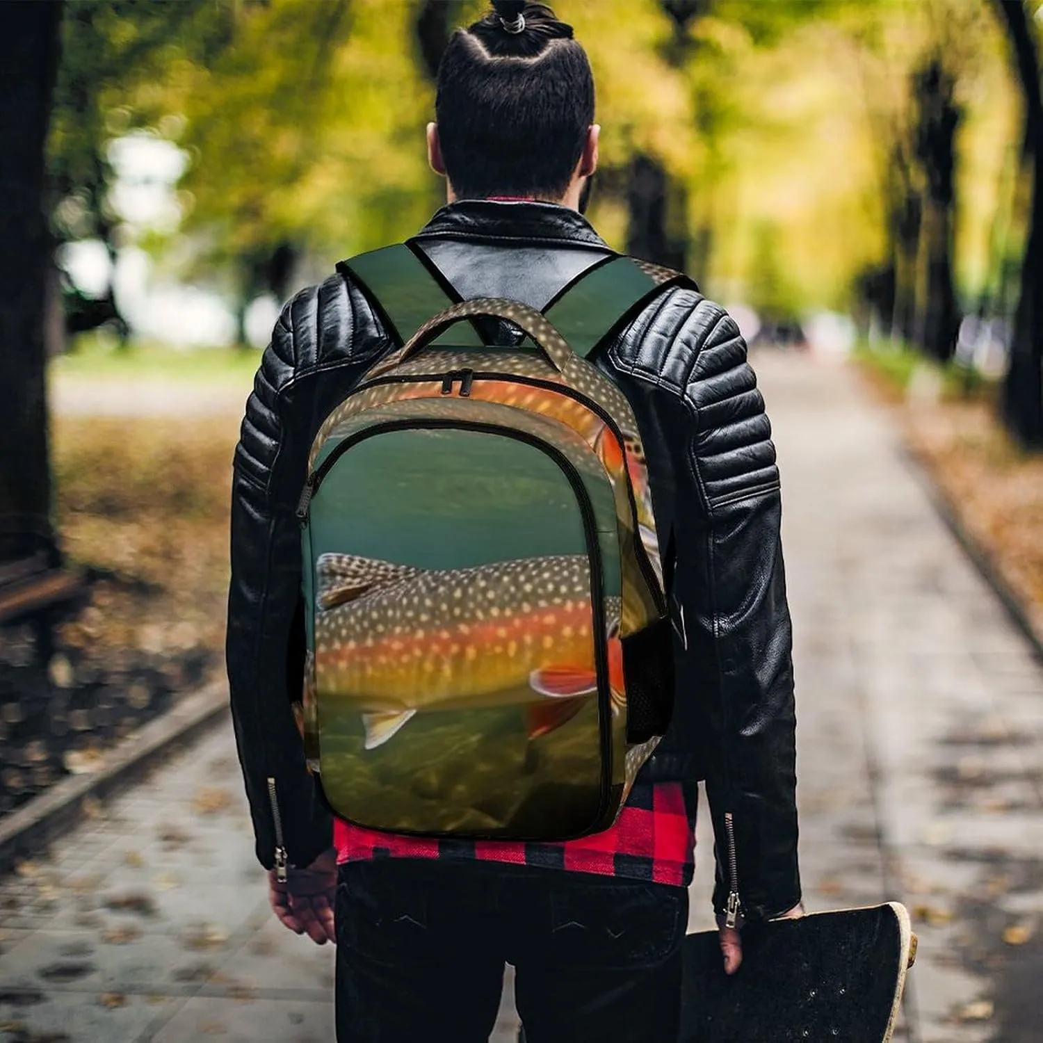Laptop Backpack for Women Men Daypack Waterproof Brook Trout Fly Fishing Computer Bag Business Work Bag for Travel