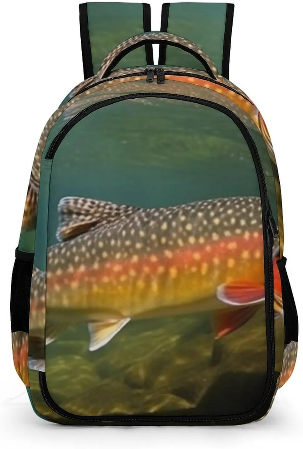 Laptop Backpack for Women Men Daypack Waterproof Brook Trout Fly Fishing Computer Bag Business Work Bag for Travel