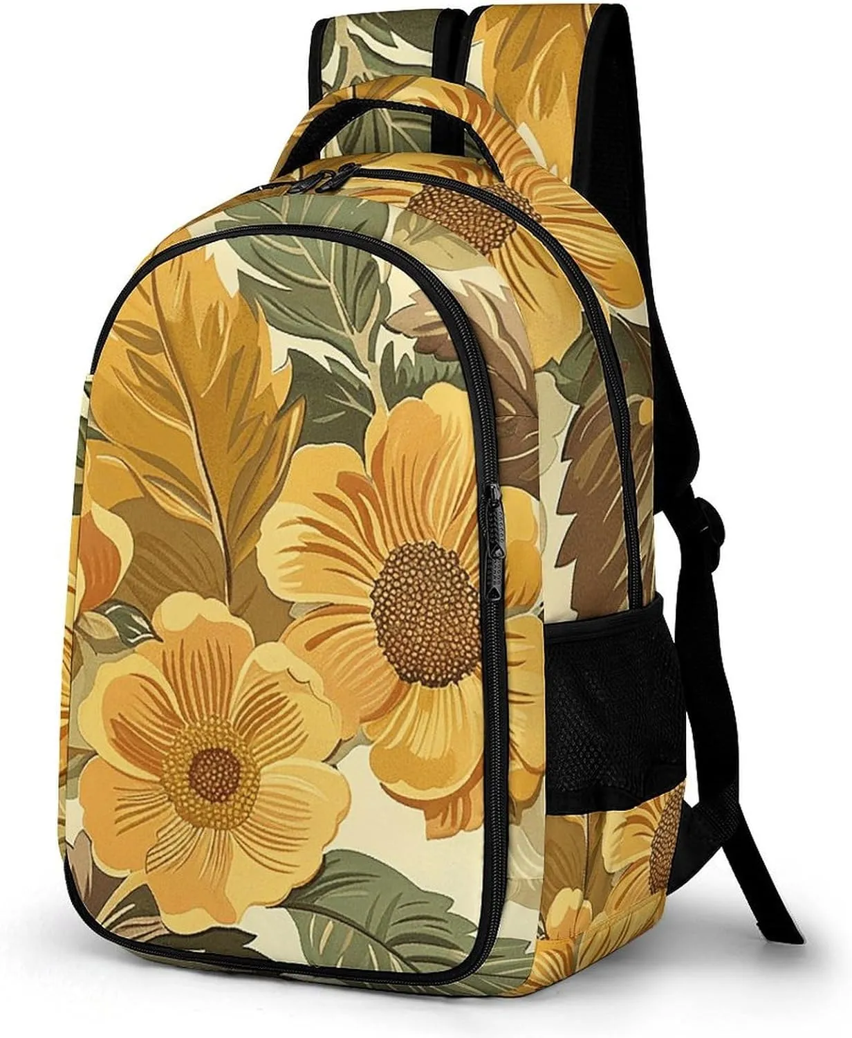 Laptop Backpack for Women Men Daypack Waterproof Large Flowers And Leaves Computer Bag Business Work Bag for Travel