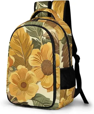 Laptop Backpack for Women Men Daypack Waterproof Large Flowers And Leaves Computer Bag Business Work Bag for Travel