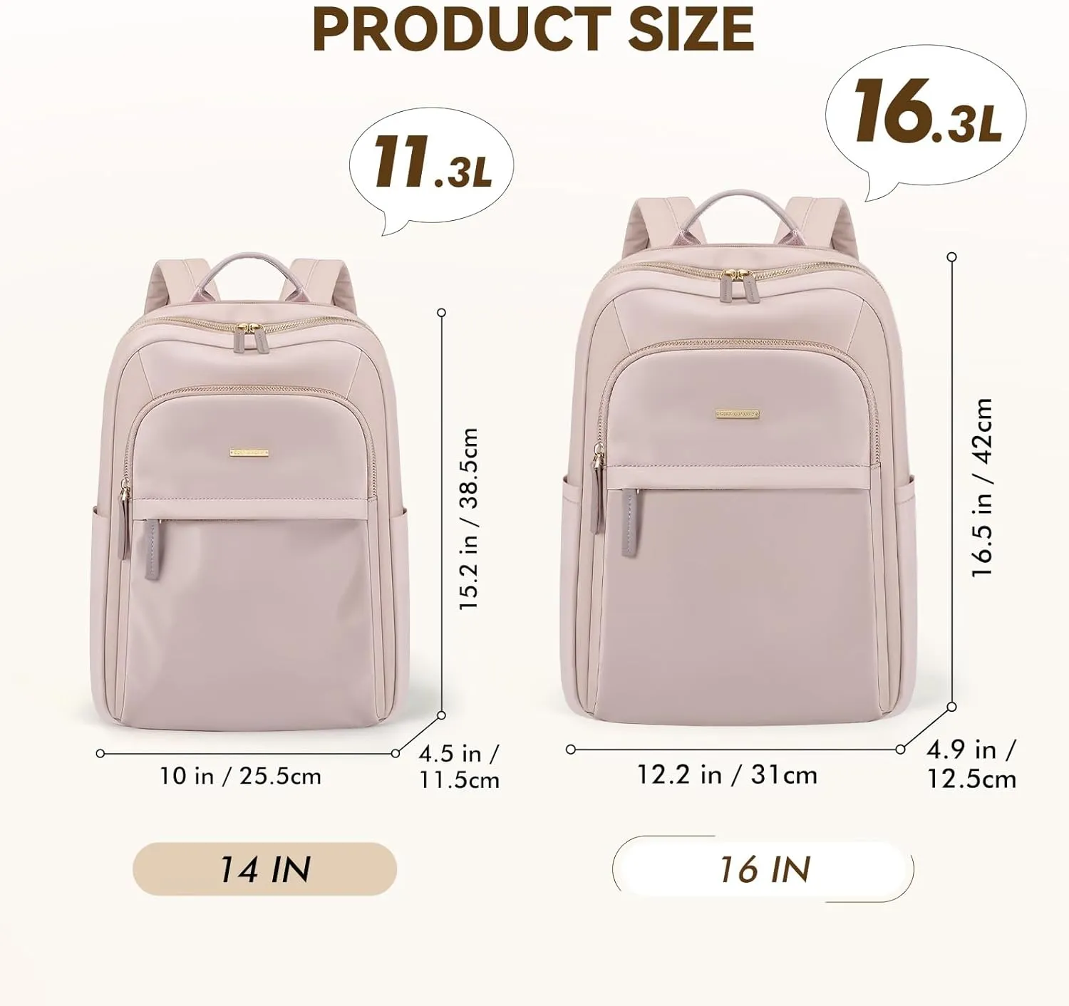 Laptop Backpack for Women Travel Work Commute Casual Daypack Backpack Purse Computer Bags Fit 16 Inch Notebook (Grayish Pink)