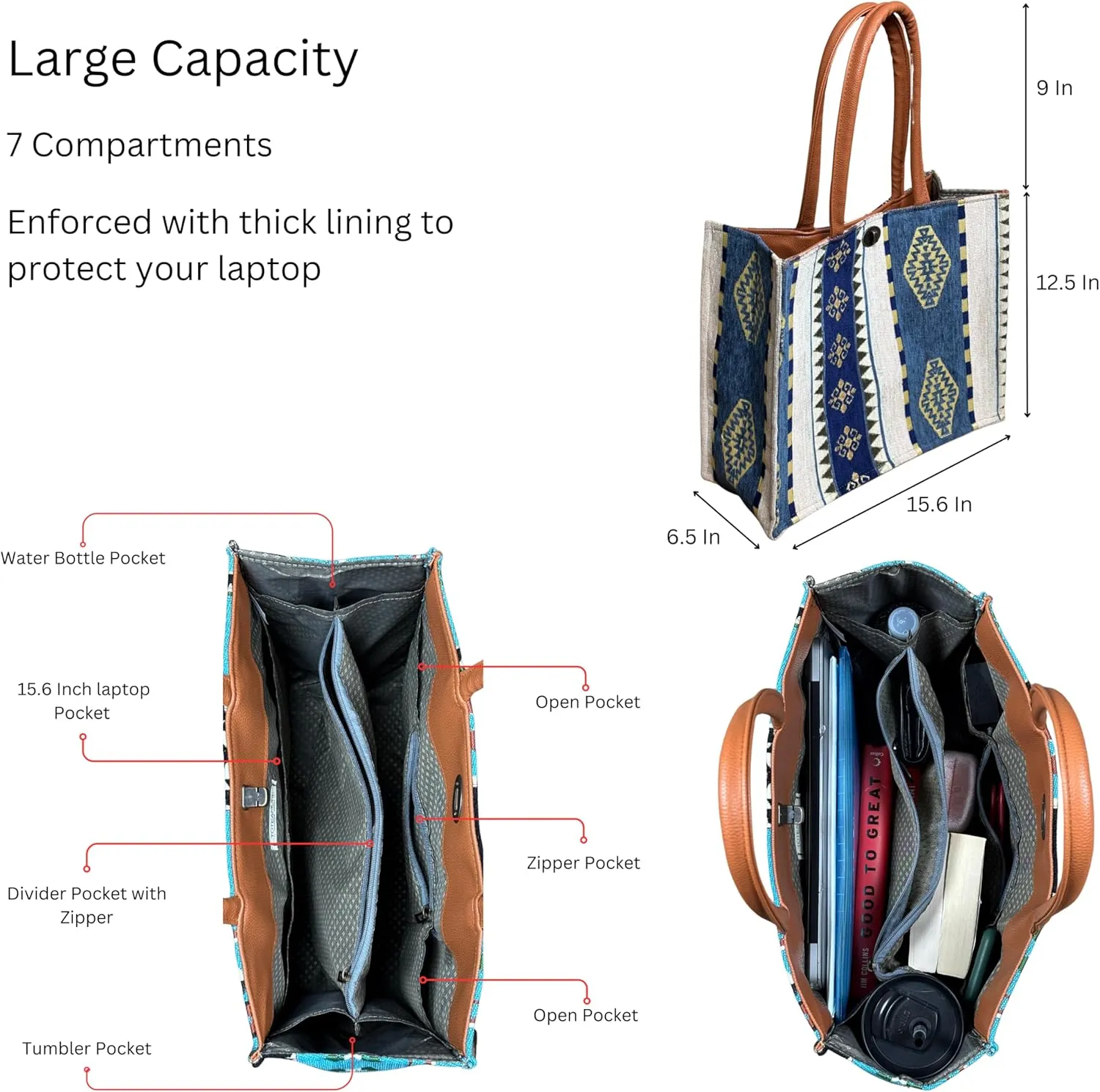 Laptop Tote Bag for Women Stylish Work Purse Office Handbag Travel Briefcase