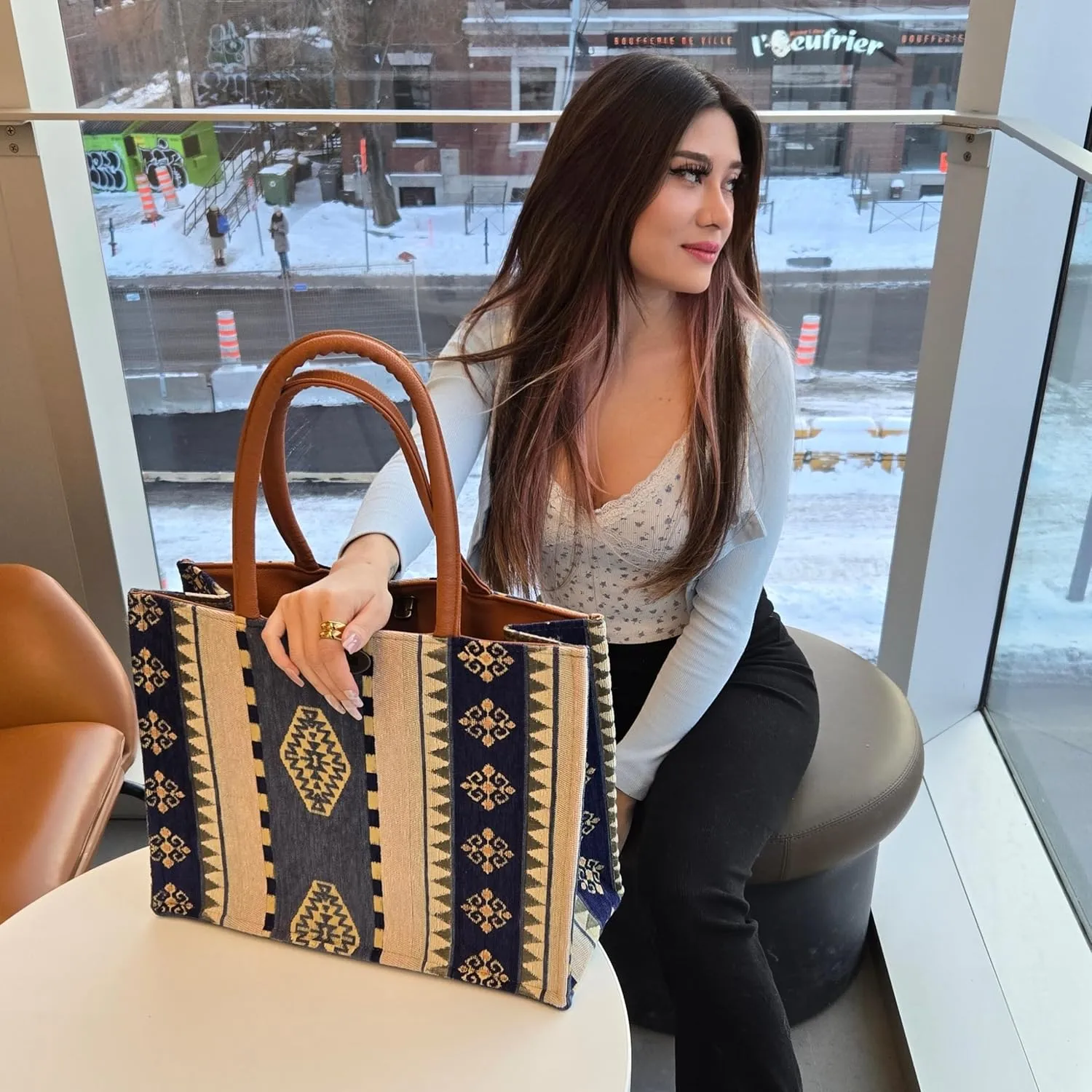 Laptop Tote Bag for Women Stylish Work Purse Office Handbag Travel Briefcase