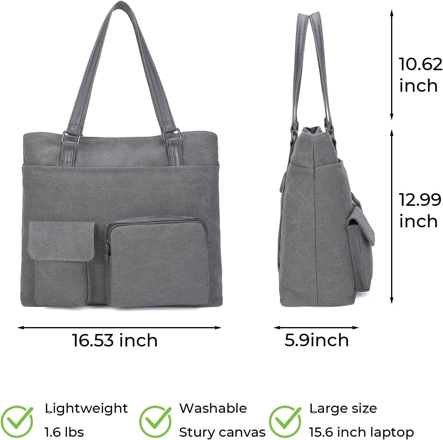 Laptop Tote Bag for Women Work Bags Professional 15.6 Inch Large Canvas Purse with Pockets