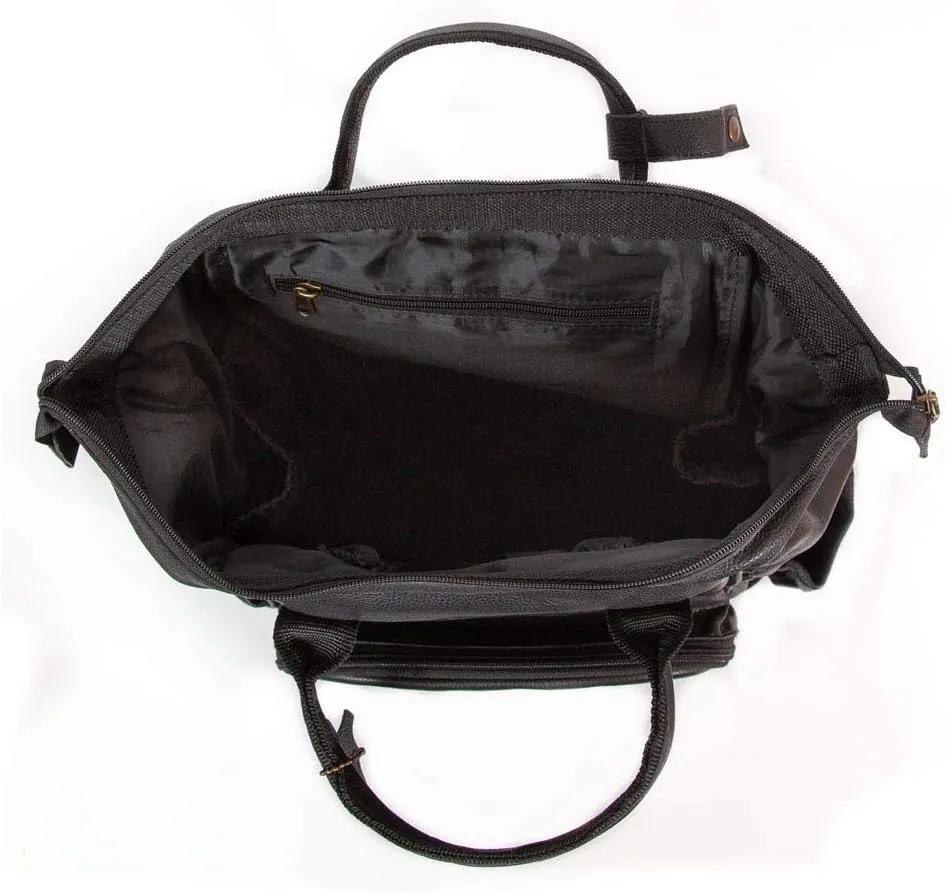 Large Black Leather Diaper Bag Knapsack Genuine Leather Diaper bag Backpack WATERPROOF diaper bag UNISEX