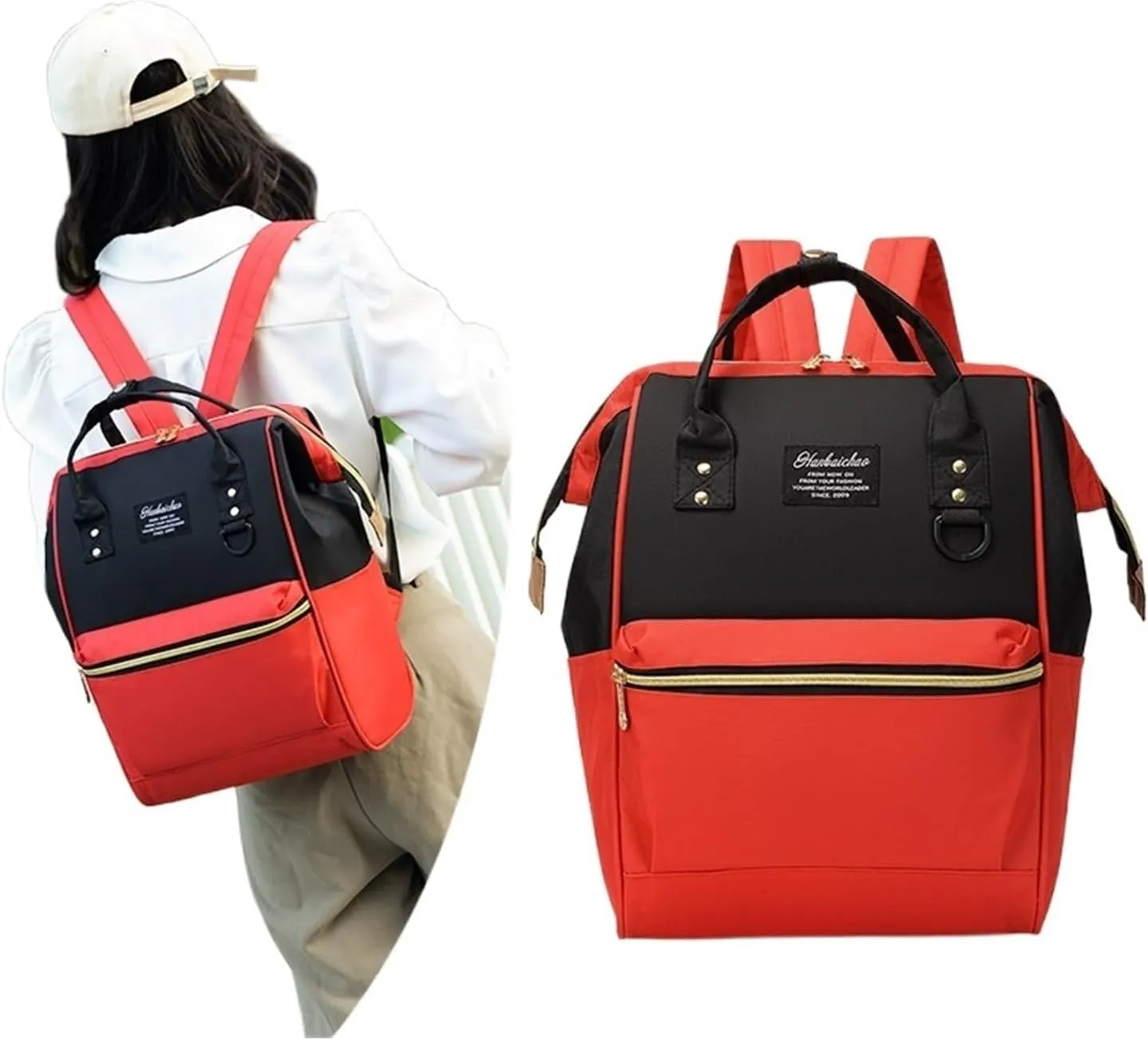 Large Capacity Outdoor Backpack With Contrasting Colors For Mother, Baby, And Mommy Bags(Black)