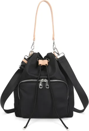 Large capacity women's bucket backpack, crossbody bag, and handbag shoulder bag backpack