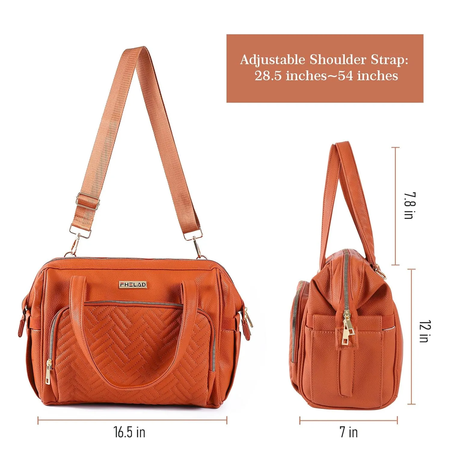 Large Diaper Bag Tote, with 13 Pocket Waterproof Baby Diaper Bag, Stylish Vegan Leather Tote, Organized Nursery Essentials​ (Dark Brown)