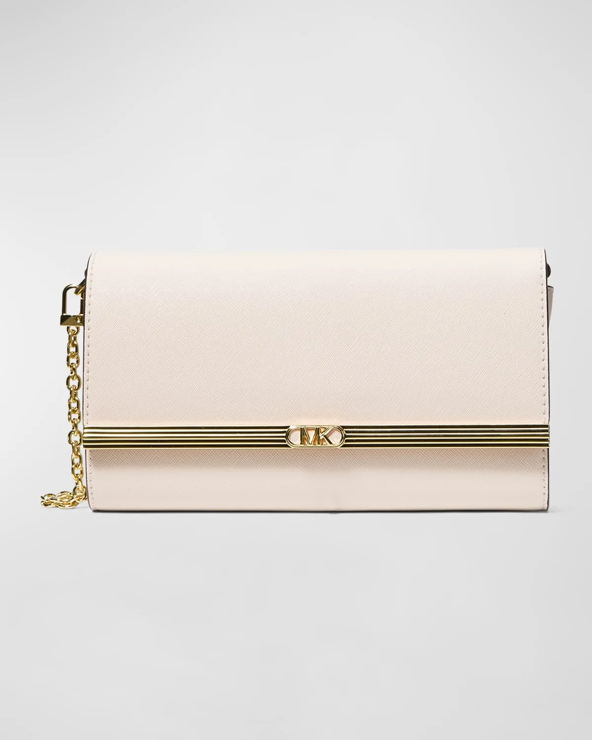 Large East-West Leather Clutch Bag