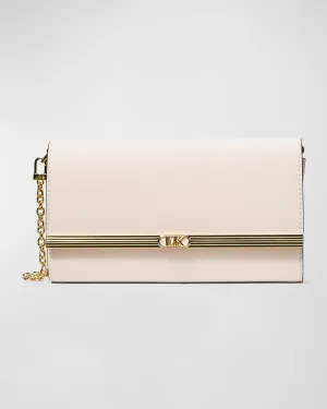 Large East-West Leather Clutch Bag