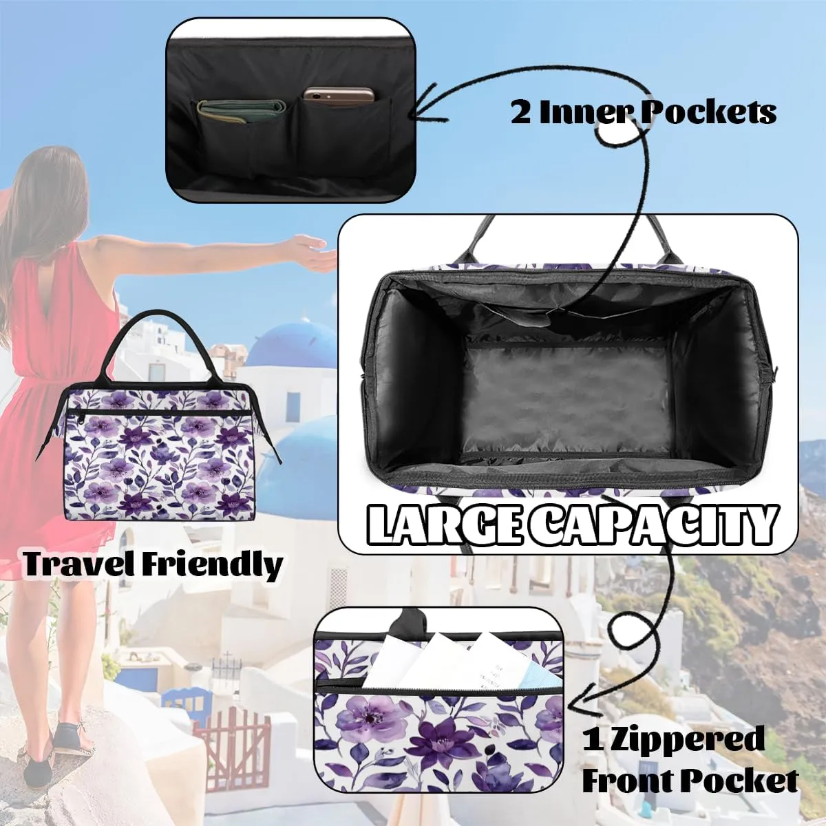 Large Tote Bag for Women with Zipper, Work Gym Tote Nurse Dance Yoga Bag for Sport, Travel