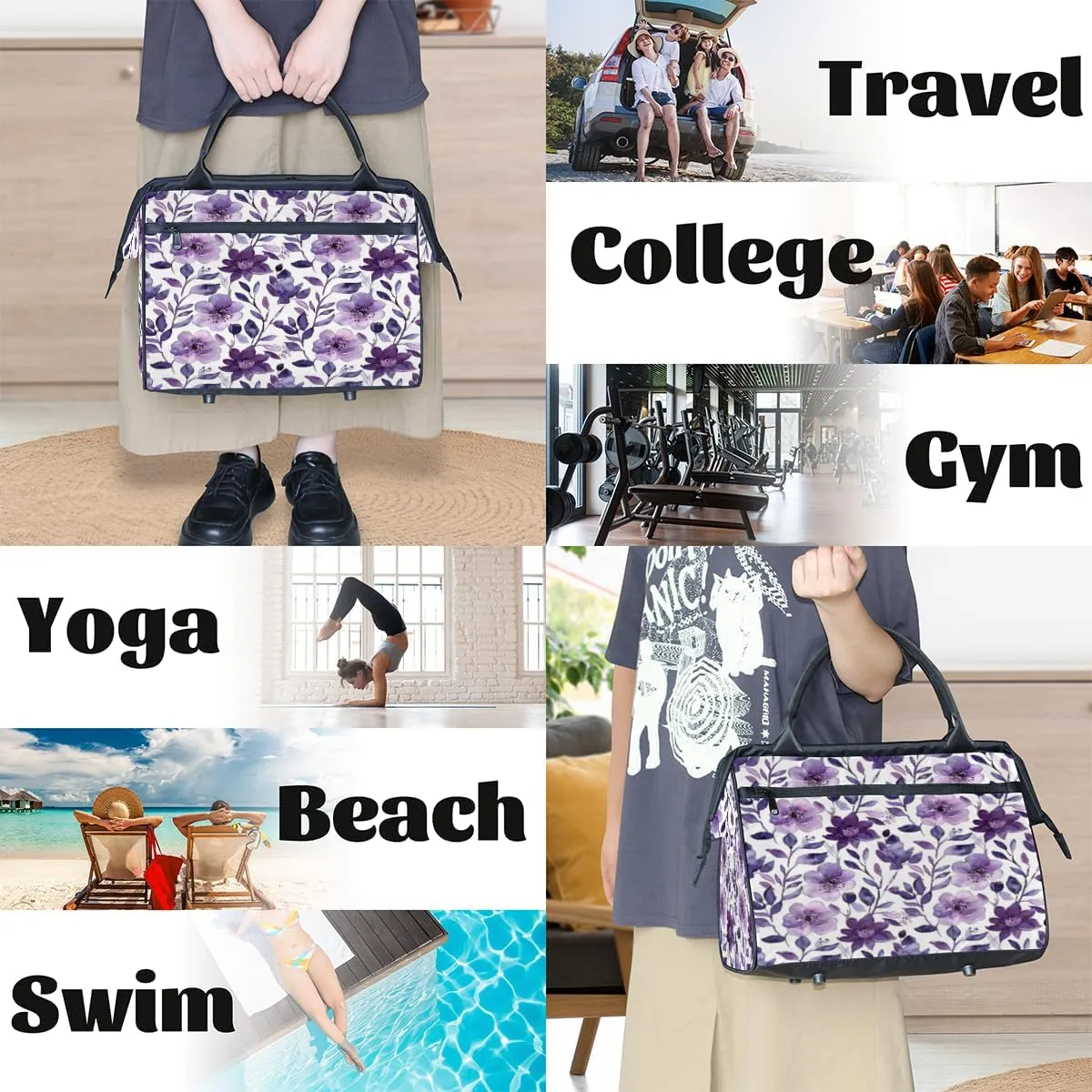 Large Tote Bag for Women with Zipper, Work Gym Tote Nurse Dance Yoga Bag for Sport, Travel