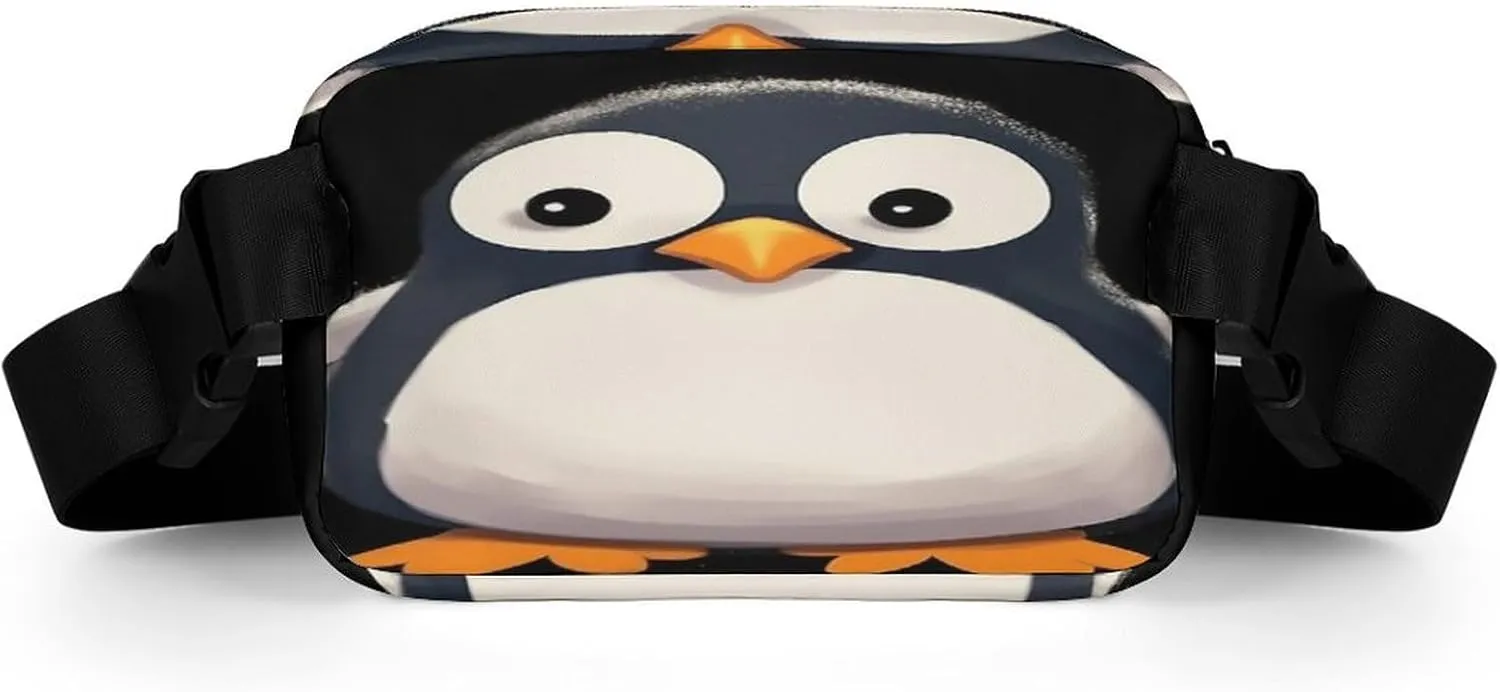 Large Waist Packs with Adjustable Strap,Cute Penguin CrossBody Fanny Pack Casual Bag for Travel Sports Running Hiking
