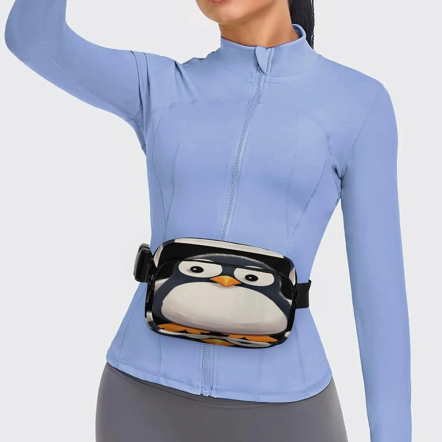 Large Waist Packs with Adjustable Strap,Cute Penguin CrossBody Fanny Pack Casual Bag for Travel Sports Running Hiking