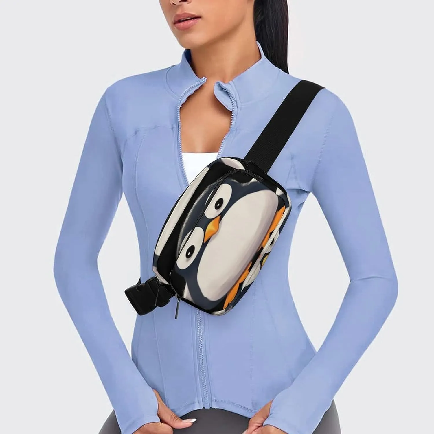 Large Waist Packs with Adjustable Strap,Cute Penguin CrossBody Fanny Pack Casual Bag for Travel Sports Running Hiking