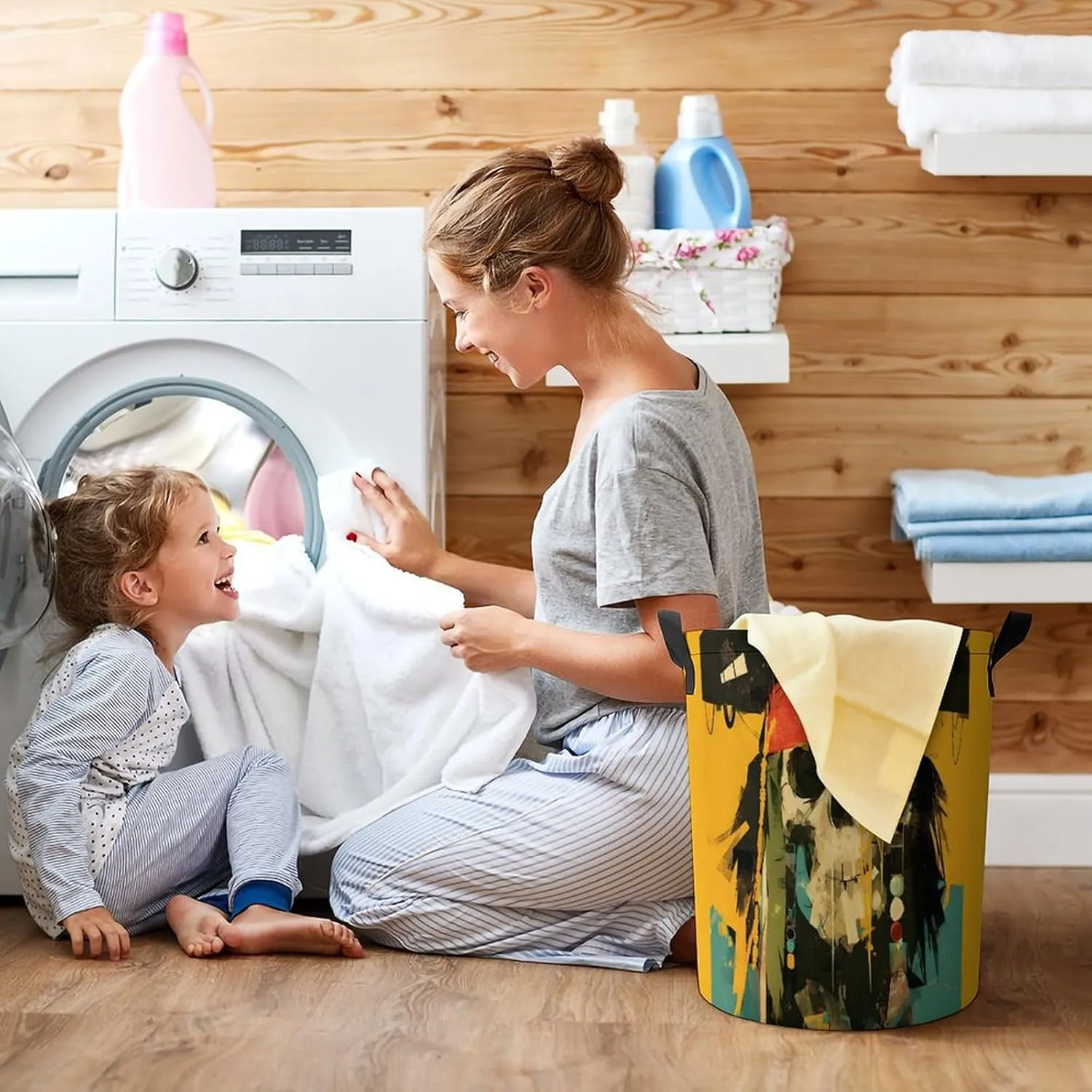 Laundry Hampers, Large Drawstring Laundry Bag, Removable Laundry Bags, Collapsible Storage Bin with Handles for Home Organization, Kids Room, Nursery T-shirt