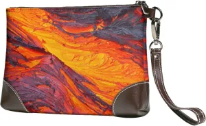 Lava Magma Women Leather Clutch Purse Evening Bag Small Wristlet Wallet Cell Phone Bag