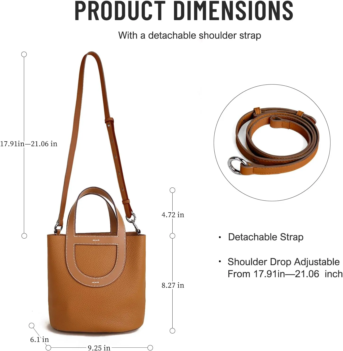 Leather Bucket Bag for Women: Genuine Leather Shoulder Handbags for Ladies - Chic Hobo Purses for Travel Work