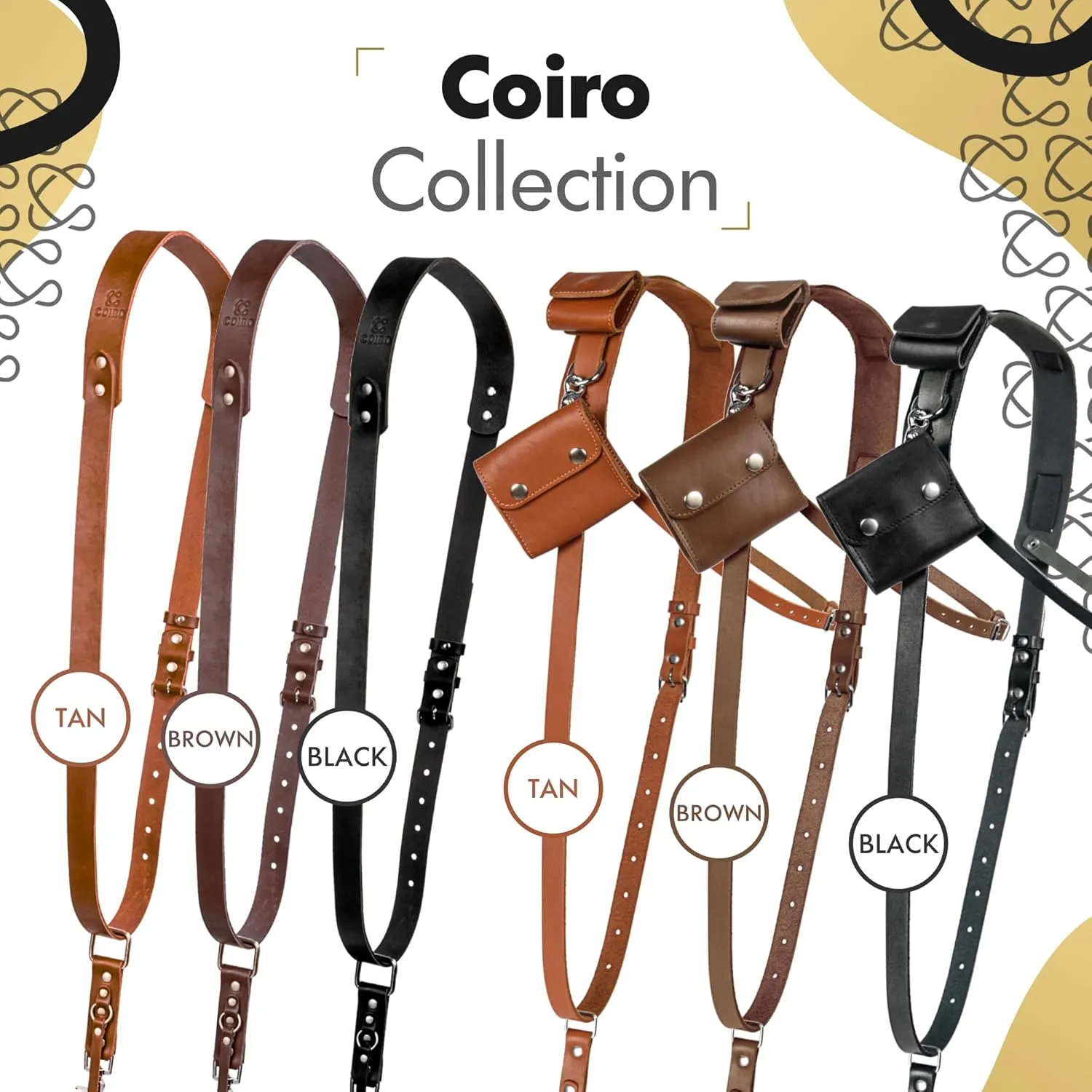 Leather Camera Strap for One Camera - Professional Single Leather Harness Shoulder Strap with Sd Card Holder & Battery Holder, Quick Release Gear for DSLR/SLR, Brown